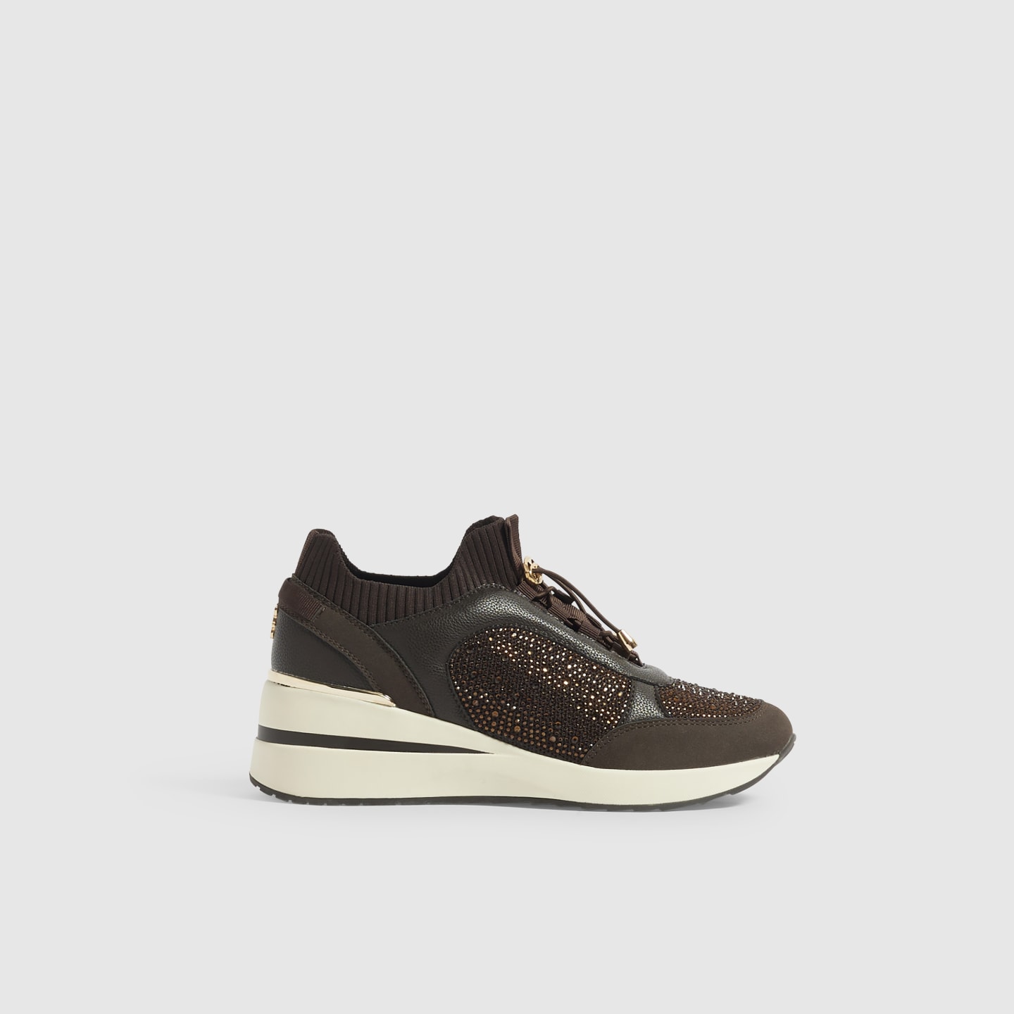 River Island Brown Toggle Embellished Wedge Trainers — photo 1 of 1