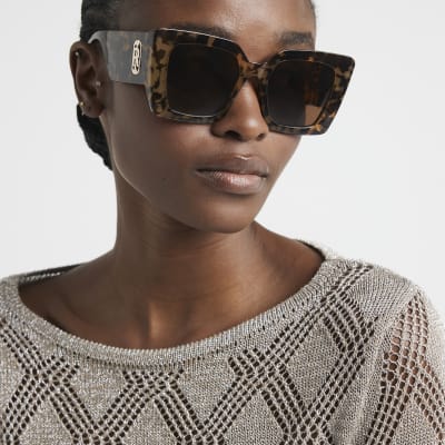 Brown tortoise oversized cat eye sunglasses River Island