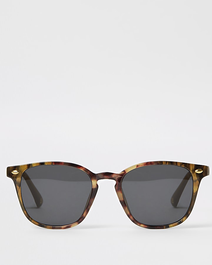 Brown tortoise shell retro square sunglasses