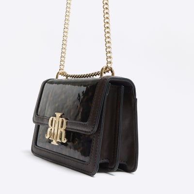 Brown tortoise shell shoulder bag River Island