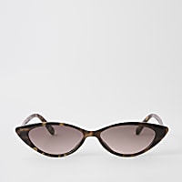 Brown tortoise shell slim cat eye sunglasses