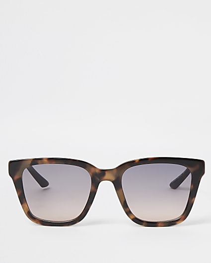 Brown tortoise shell square frame sunglasses