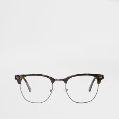 Brown tortoiseshell clear lens glasses