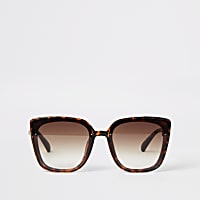 Brown tortoiseshell gold side glam sunglasses