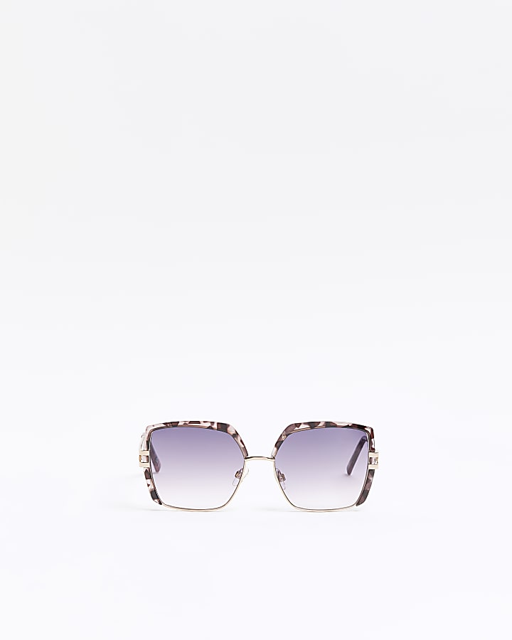 Brown tortoiseshell metal rim sunglasses