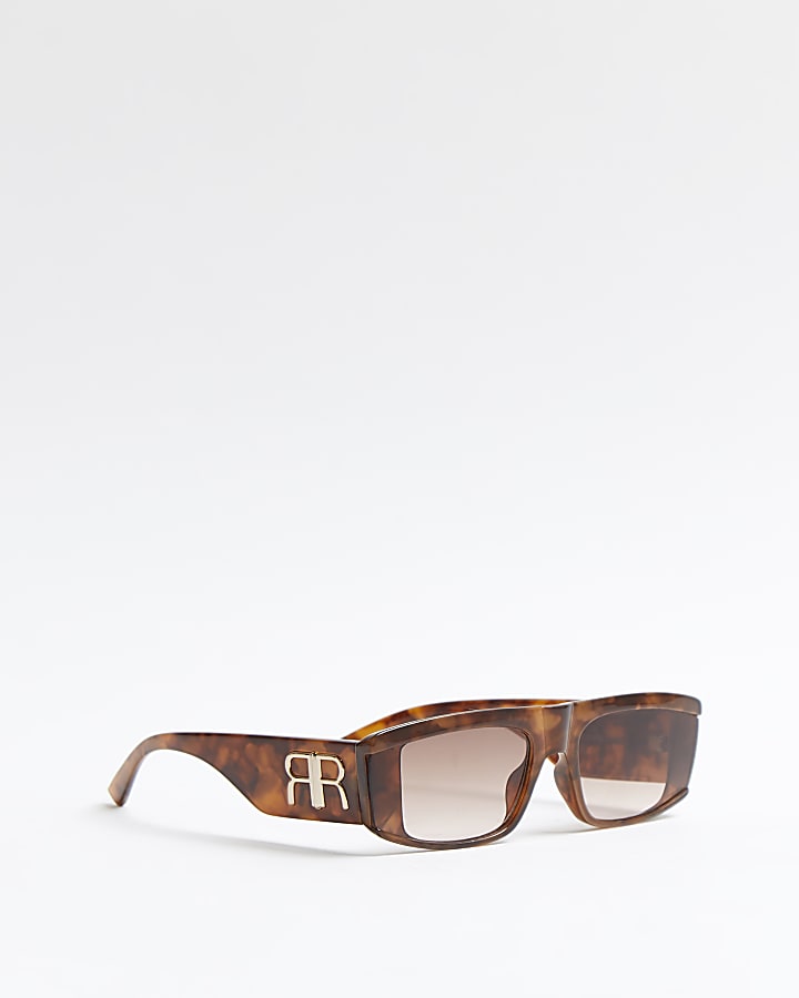 Brown tortoiseshell rectangular sunglasses