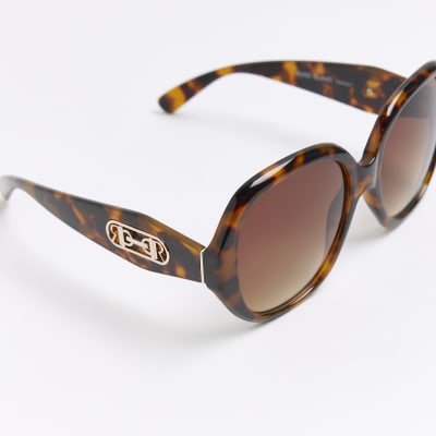 Brown Tortoiseshell Round Sunglasses River Island