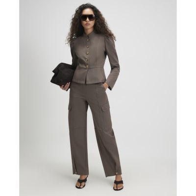 Brown Utility Barrel Leg Trousers