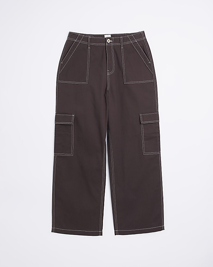 Brown utility cargo trousers