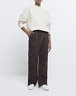 Brown utility cargo trousers