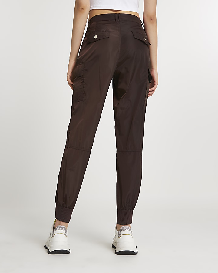 Brown utility nylon cuffed trousers