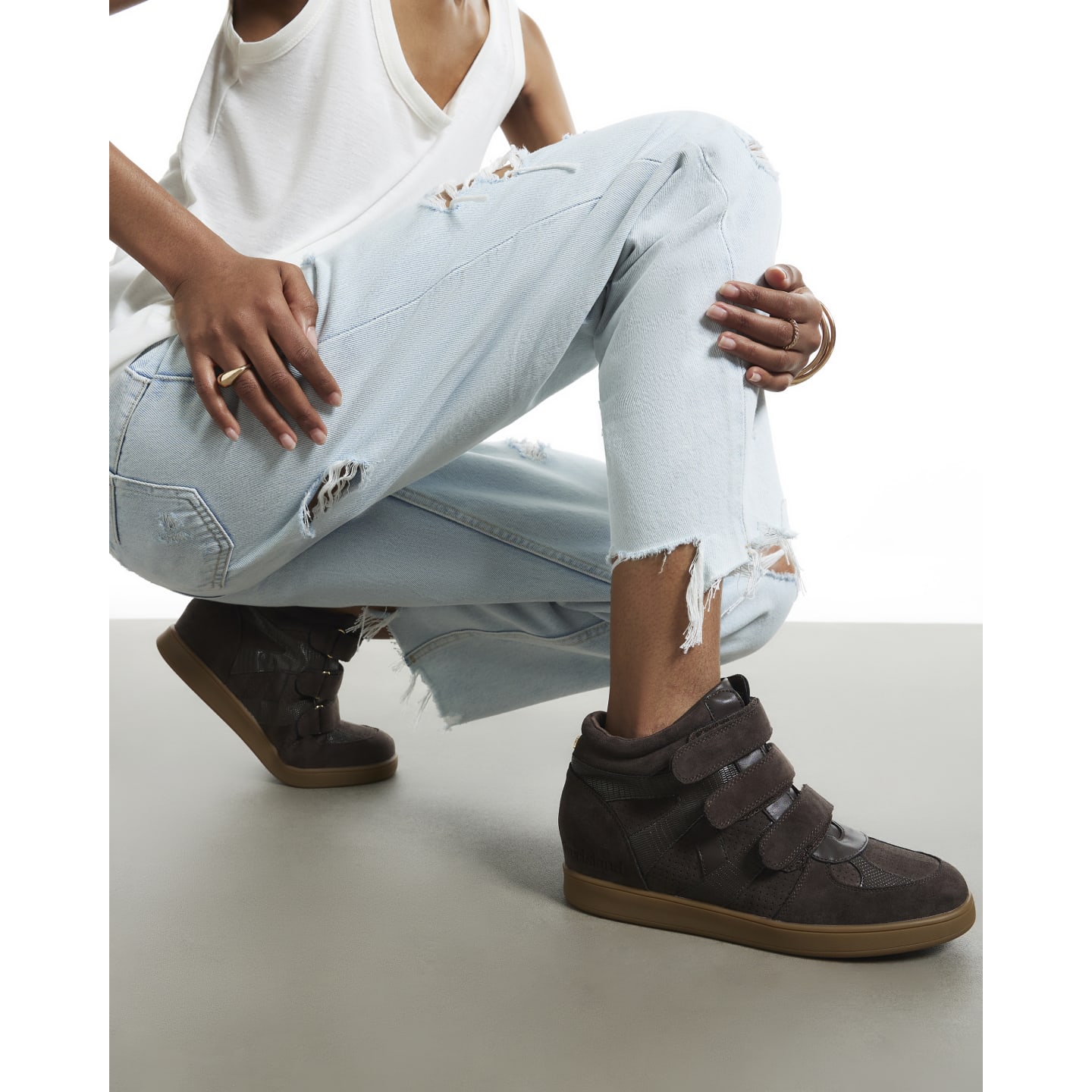River Island Brown Velcro Hidden Wedge Trainers — photo 1 of 1