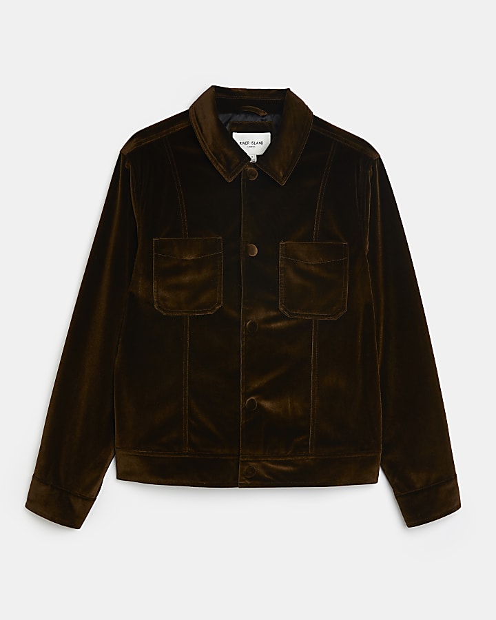 Brown Velvet Regular Fit Western Jacket