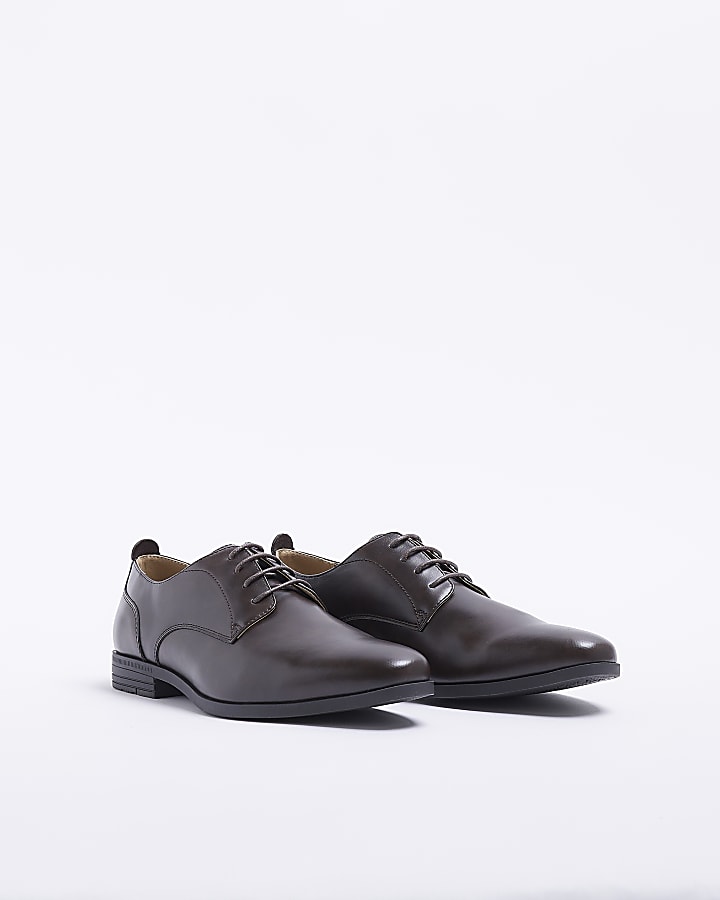 Brown wide fit derby shoes