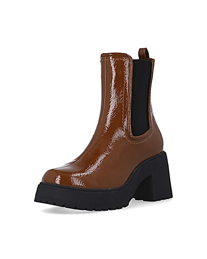 360 degree animation of product Brown wide fit platform ankle boots frame-0