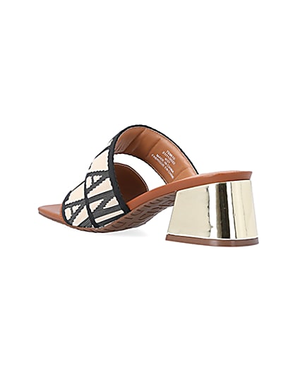 360 degree animation of product Brown wide fit RI monogram heeled sandals frame-6