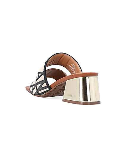 360 degree animation of product Brown wide fit RI monogram heeled sandals frame-7