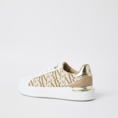 Brown wide fit 'River' chunky lace up trainer
