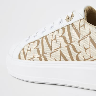 Brown wide fit 'River' chunky lace up trainer