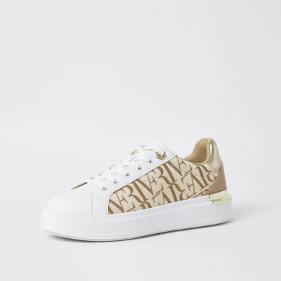 Brown wide fit 'River' chunky lace up trainer