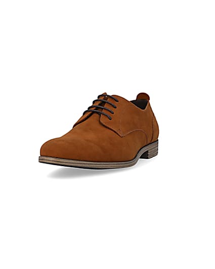 360 degree animation of product Brown wide fit suedette derby shoes frame-23