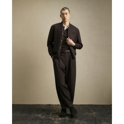 Brown Wide Fit Twill Trousers