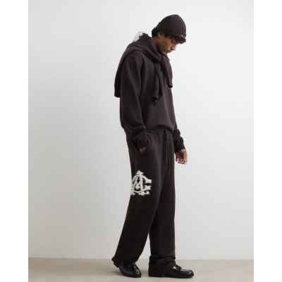 Brown Wide Leg Cosy Monogram Joggers