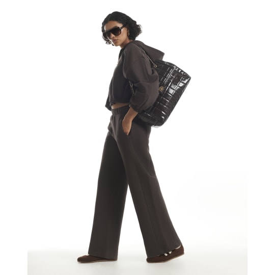 River Island Brown Wide Leg Seamed Joggers