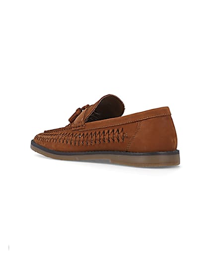 360 degree animation of product Brown woven tassel detail loafers frame-6