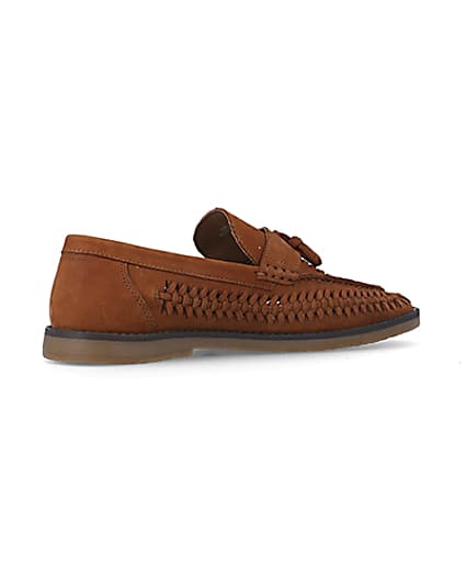 360 degree animation of product Brown woven tassel detail loafers frame-13
