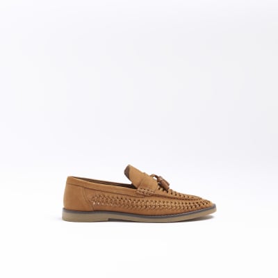 Brown woven tassel detail loafers | River Island