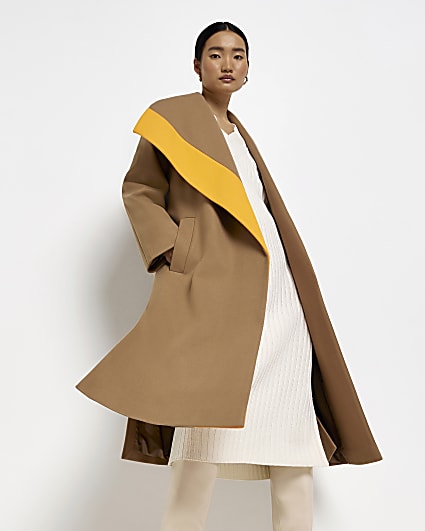 Brown wrap oversized coat
