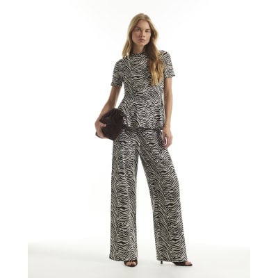 Zebra Print Wide Leg Joggers