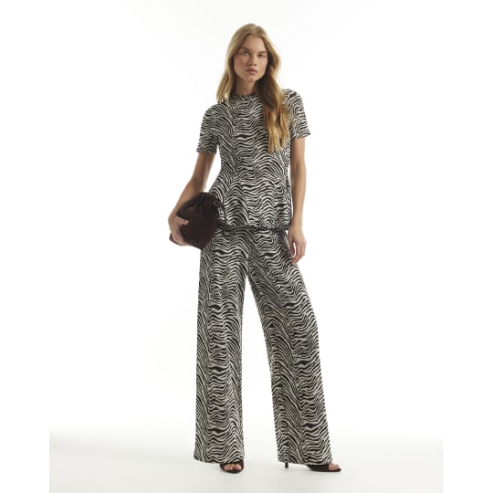 River Island Brown Zebra Print Wide Leg Joggers