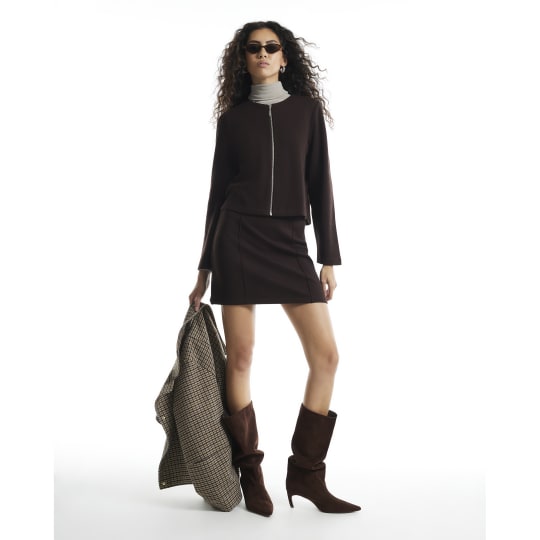 River Island Brown Zip Through Cosy Cardigan