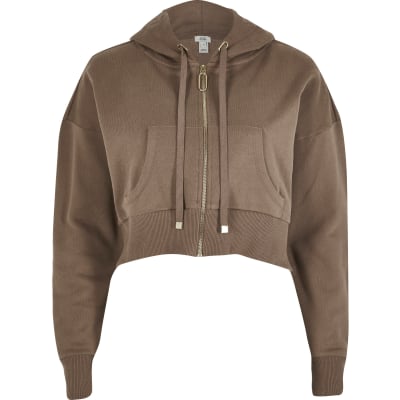 brown zip up sweatshirt