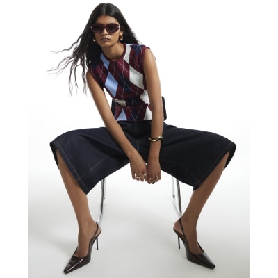 Argyle Knit Tank Top
