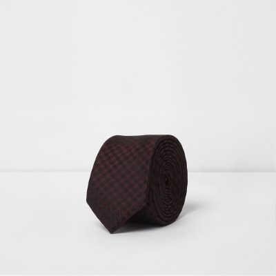 Burgundy gingham tie