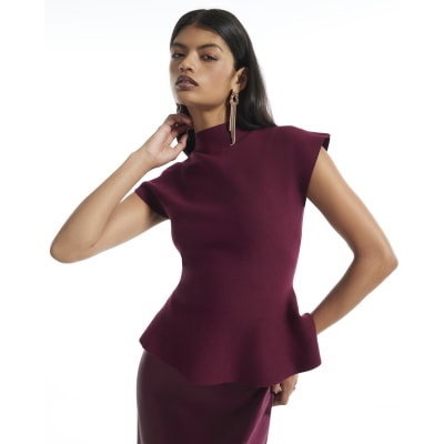 Hybrid Satin Knit Peplum Maxi Dress
