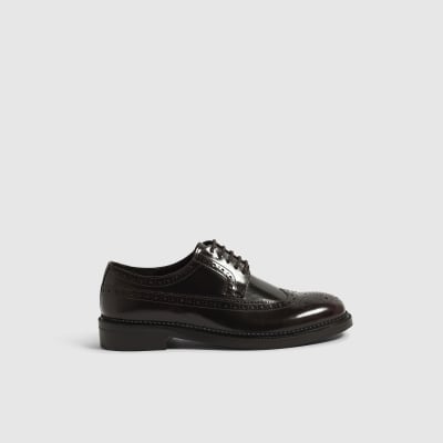 Burgundy Leather High Shine Brogue Shoes