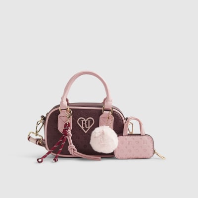 Burgundy Monogram Mixed Charm Cross Body Bag