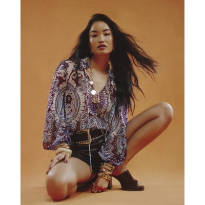 Paisley Print Sheer Blouse