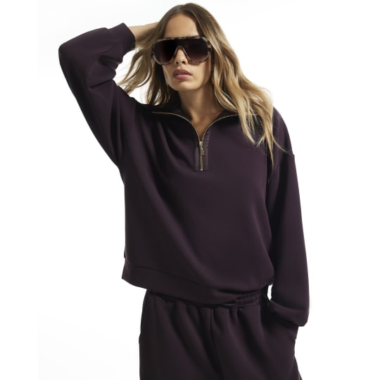 River Island Burgundy Premium Funnel Neck Sweatshirt