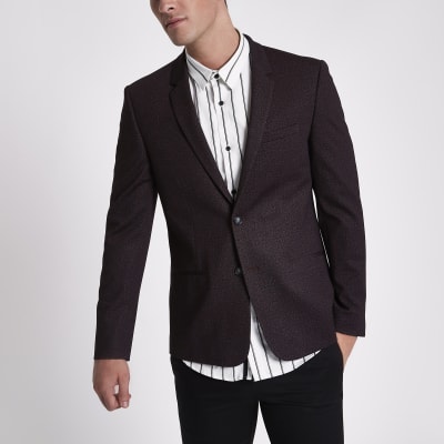Burgundy skinny fit blazer