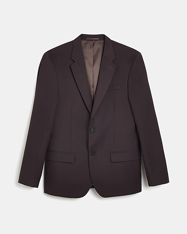 Burgundy slim fit suit jacket
