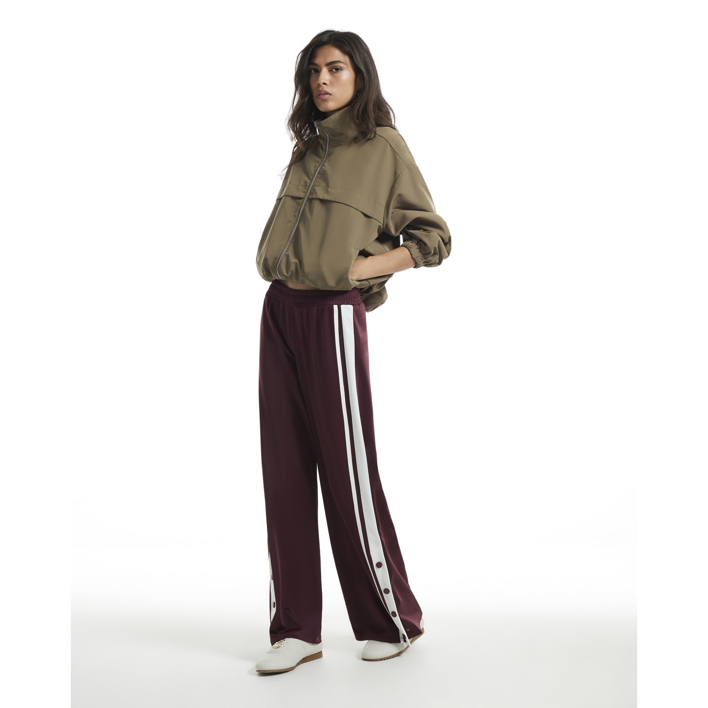 River Island Burgundy Wide Leg Stripe Trousers — photo 1 of 1