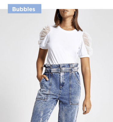 River island puff hot sale sleeve denim shirt