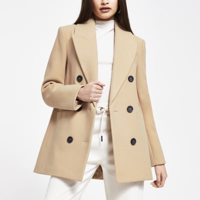 Camel boyfriend blazer coat | River Island