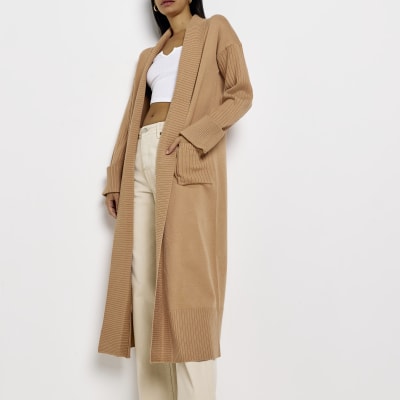 camel cardigan long