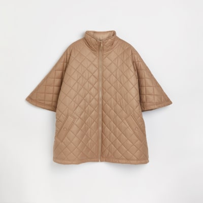 Camel quilted cape